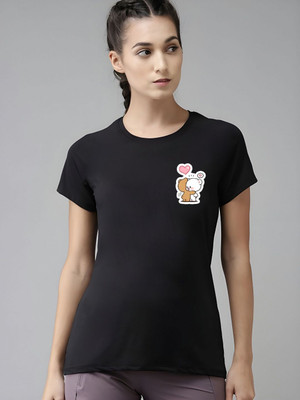 SZN Graphic Print Women Round Neck Black T-Shirt