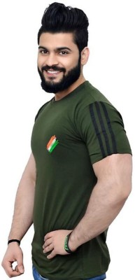 ONEBIT Solid Men Round Neck Green T-Shirt