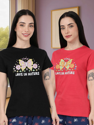 Kryptic Printed Women Round Neck Multicolor T-Shirt
