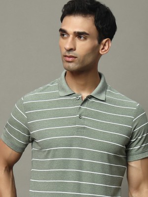 OGEN Striped Men Polo Neck Green T-Shirt