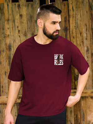 TEESHACK Graphic Print Men Round Neck Maroon T-Shirt