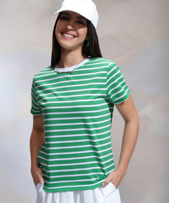 Tokyo Talkies Striped Women Round Neck Multicolor T-Shirt