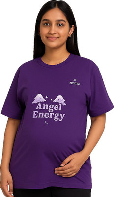 Epivu Graphic Print Women Round Neck Purple T-Shirt