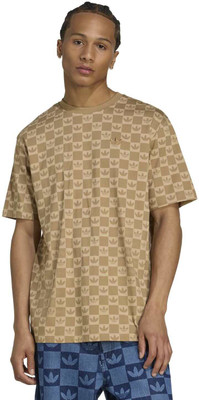 ADIDAS Solid Men Crew Neck Brown T-Shirt