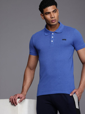 HRX by Hrithik Roshan Solid Men Polo Neck Blue T-Shirt