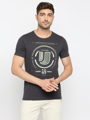 UnderJeans by Spykar Printed, Typography Men Round Neck Grey T-Shirt