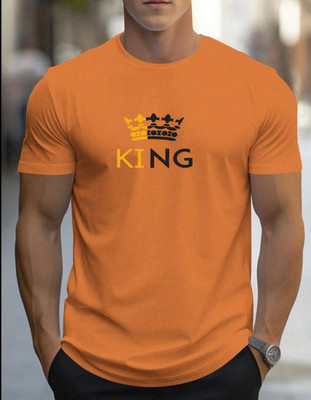 Vmens99 Printed Men Round Neck Orange T-Shirt