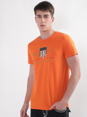 Gant Printed, Typography Men Round Neck Orange T-Shirt