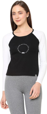 Laasa Sports Printed Women Round Neck Black T-Shirt