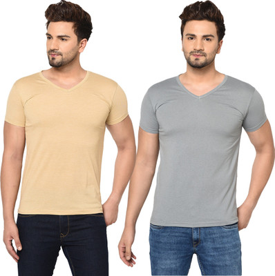 Adorbs Trend Solid Men V Neck Multicolor T-Shirt