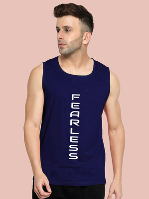 Yilden Typography Men Round Neck Navy Blue T-Shirt