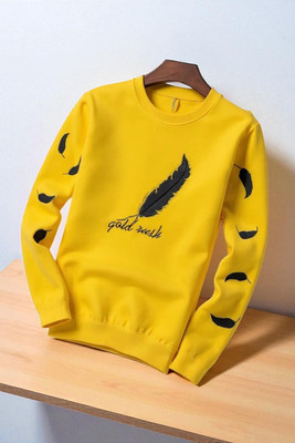 FASHIUM Printed Men Round Neck Yellow T-Shirt