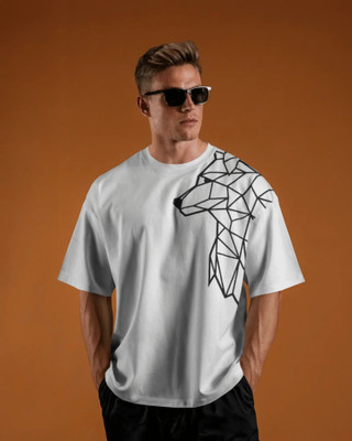 silver moon clothing Printed Men Round Neck White T-Shirt