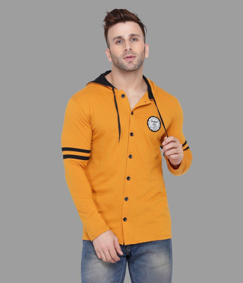 tfurnish Printed Men Hooded Neck Orange T-Shirt
