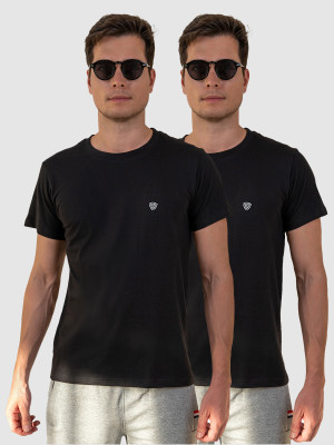 LUX cozi Solid Men Round Neck Black T-Shirt