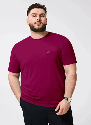 Triptee Solid Men Round Neck Maroon T-Shirt