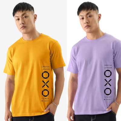 RARFASHIONATER Typography Men Round Neck Purple T-Shirt