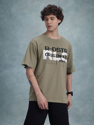 Roadster Printed Men Round Neck Green T-Shirt