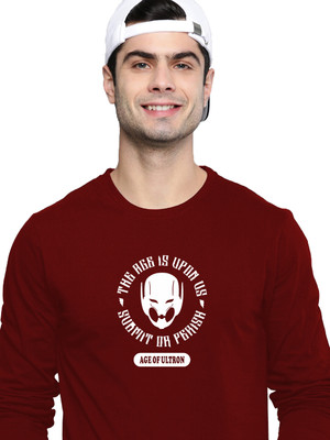 London Crew Typography Men Round Neck Maroon T-Shirt