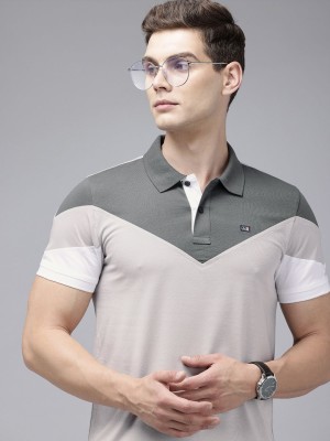 Arrow Sport Self Design Men Polo Neck Grey T-Shirt