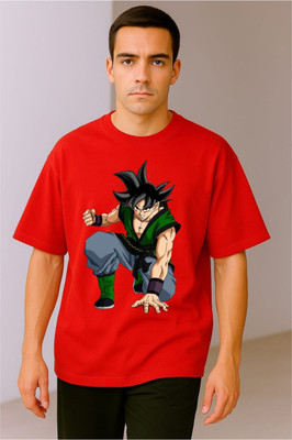 BLOSSOMTRADER Printed Men Round Neck Blue T-Shirt