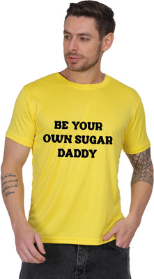 AZAADGARMENT Printed Men Round Neck Yellow T-Shirt