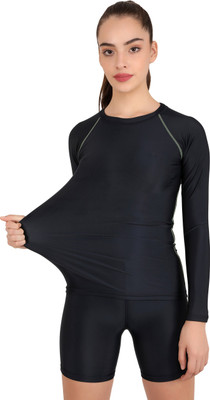 Sportinger Gym and Sports Wear T-Shirt For Women Men Compression(Black Full Sleeve)