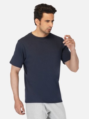 IMPERATIVE by NEU LOOK Self Design Men Round Neck Navy Blue T-Shirt