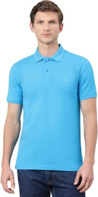 ARYSON Solid Men Polo Neck Blue T-Shirt