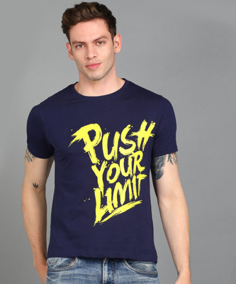Urbano Fashion Graphic Print Men Round Neck Dark Blue T-Shirt