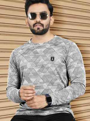 VeBNoR Abstract Men Round Neck White T-Shirt