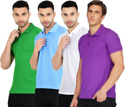 KEOTI Solid Men Polo Neck Multicolor T-Shirt