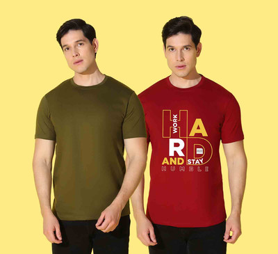 WOOSTRO Printed Men Round Neck Multicolor T-Shirt