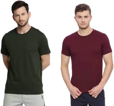 VAN HEUSEN Solid Men Round Neck Multicolor T-Shirt