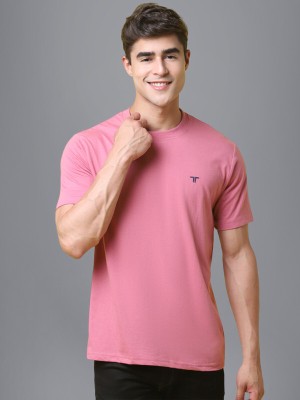 Tee Projekt Solid Men Round Neck Pink T-Shirt