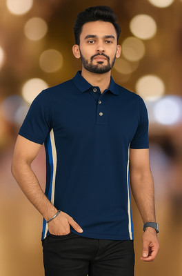 jeneric Solid Men Round Neck Blue T-Shirt