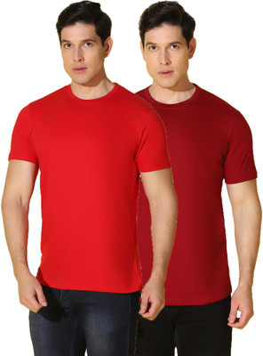 WOOSTRO Solid Men Round Neck Multicolor T-Shirt