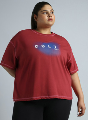 Cult Graphic Print Women Round Neck Red T-Shirt