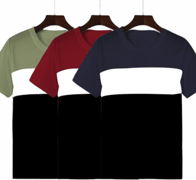 INKKR Colorblock Men Round Neck Multicolor T-Shirt