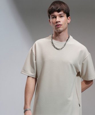 HIGHLANDER Solid Men Round Neck White T-Shirt