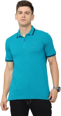 Bleualps Solid Men Polo Neck Blue T-Shirt