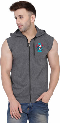 Lawful Casual Printed Men Hooded Neck Grey T-Shirt