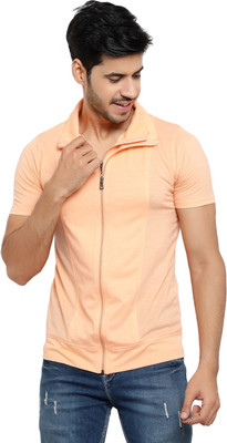 Adorbs Trend Solid Men Polo Neck White T-Shirt