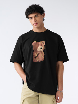 The Souled Store Cartoon Men Round Neck Black T-Shirt
