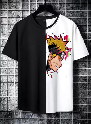 clickwell Printed Men Round Neck Black, White T-Shirt