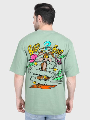 Clickwell Trending Printed, Typography Men Round Neck Light Green T-Shirt