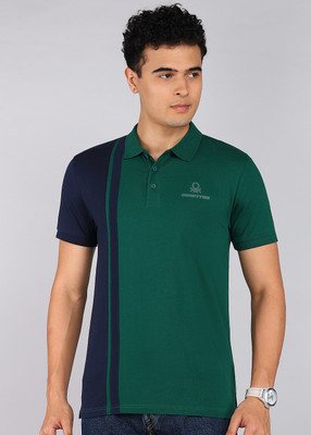 United Colors of Benetton Colorblock Men Polo Neck Green T-Shirt