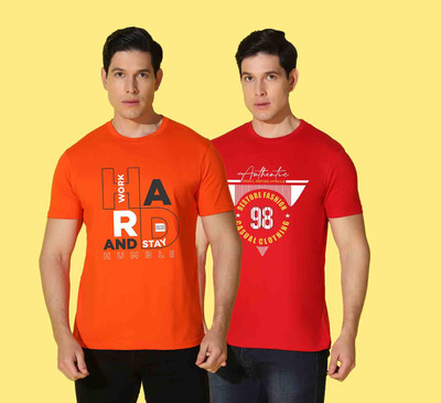 WOOSTRO Printed Men Round Neck Multicolor T-Shirt