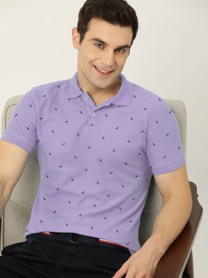 Merriment Printed Men Polo Neck Purple T-Shirt
