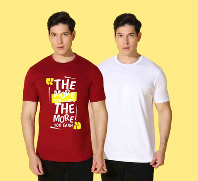 WOOSTRO Printed Men Round Neck Multicolor T-Shirt